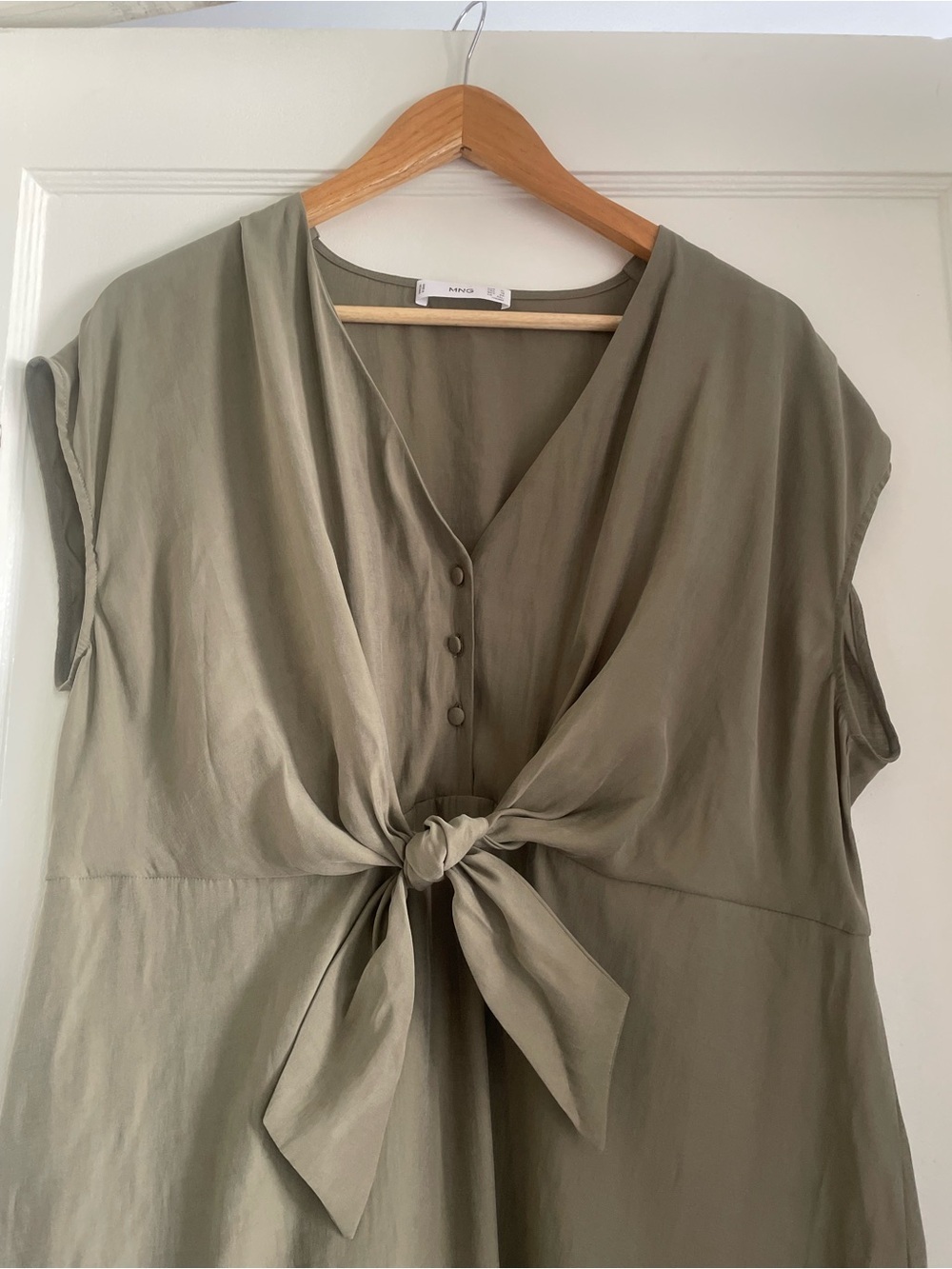 Mango Marte modal-blend khaki midi dress-Size 10 - Picture 5 of 9